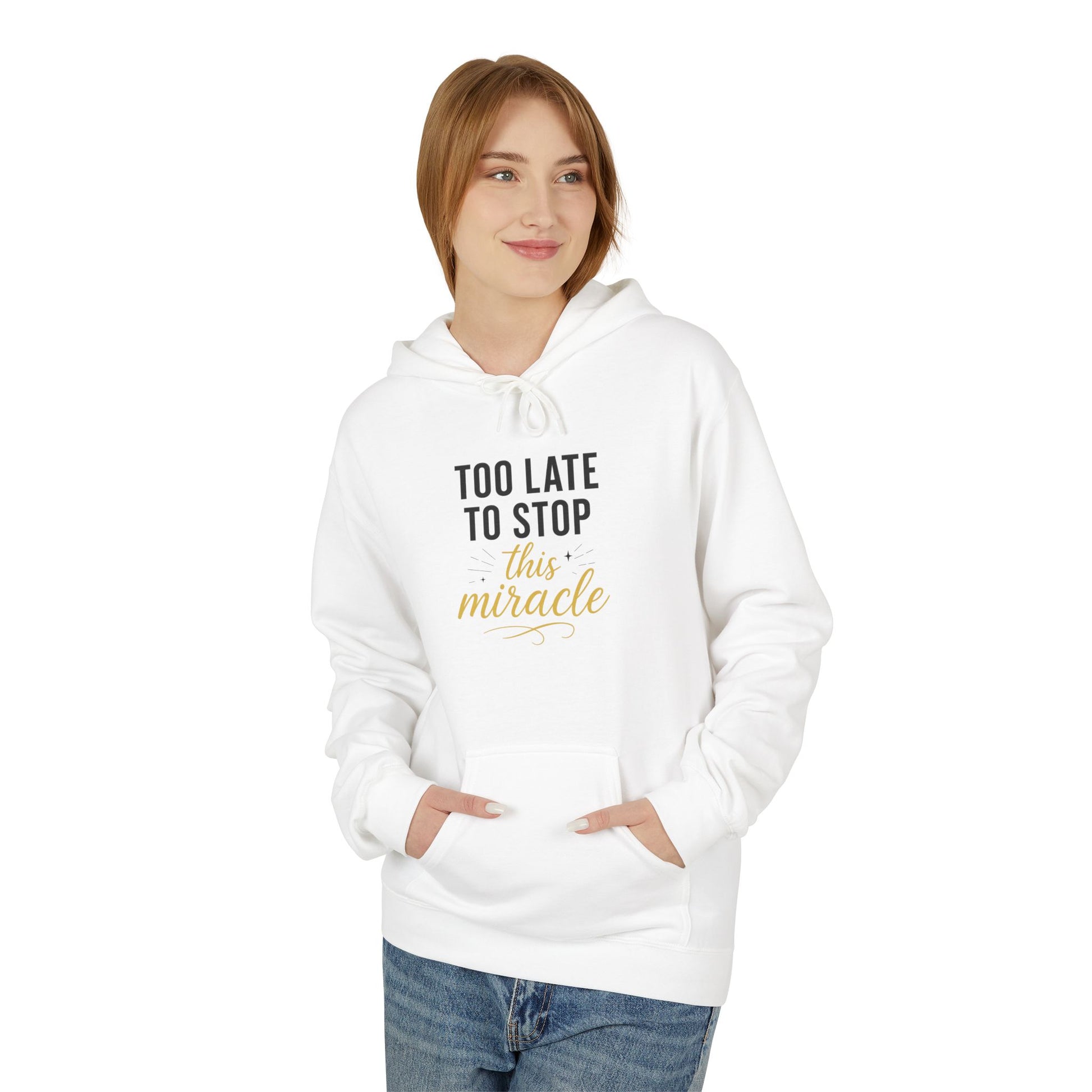 Miracle Midweight Fleece Hoodie, Cozy Casual Wear, Inspirational Gift, Faith-Driven Style, Perfect for Everyday & Holidays