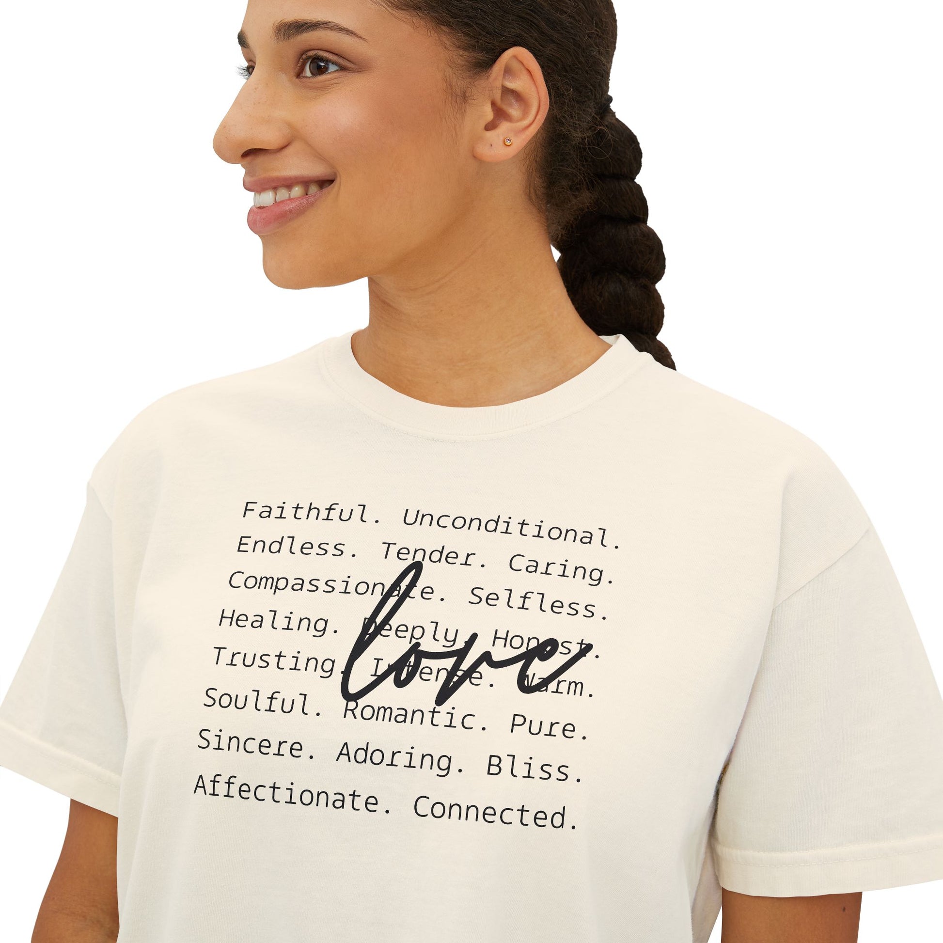 Women's Boxy Love Tee | Affirmation Top, Self-Care Gift, Cozy Casual Wear, Birthday Gift, Positive Vibes