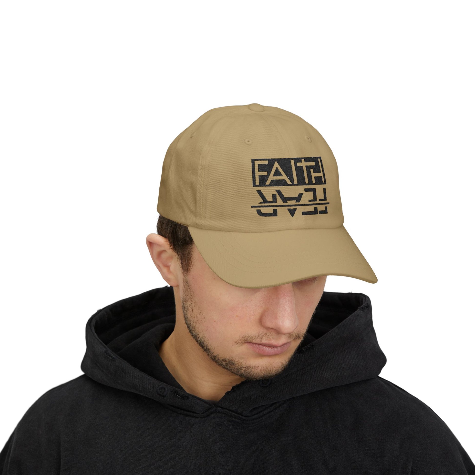 Faith over Fear Cap - Motivational Hat, Adjustable White Cap, Gift for Dad, Inspiring Gift Hat, Everyday Wear
