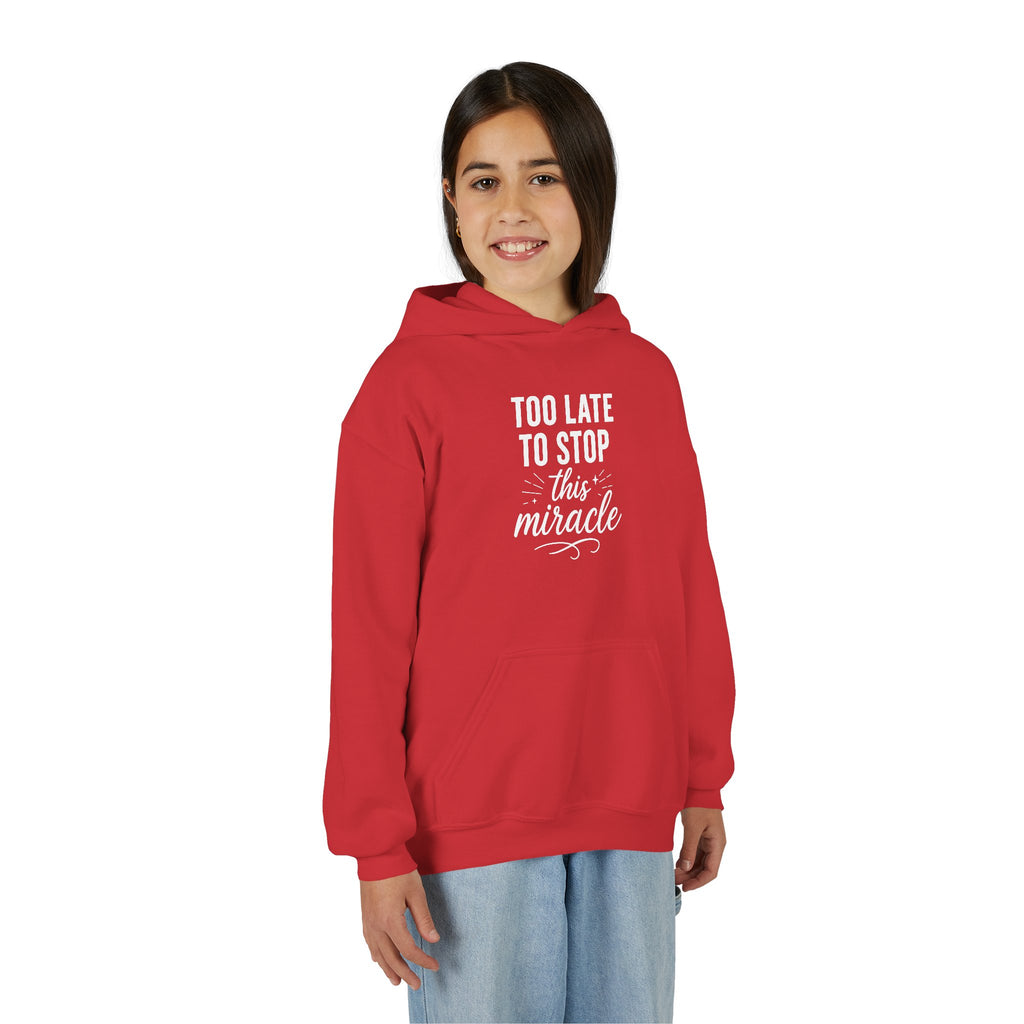Miracle Hooded Sweatshirt for Youth, Inspirational Sweatshirt, Cozy Hoodie, Youth Pullover, Perfect Gift for Teens, Faith Apparel