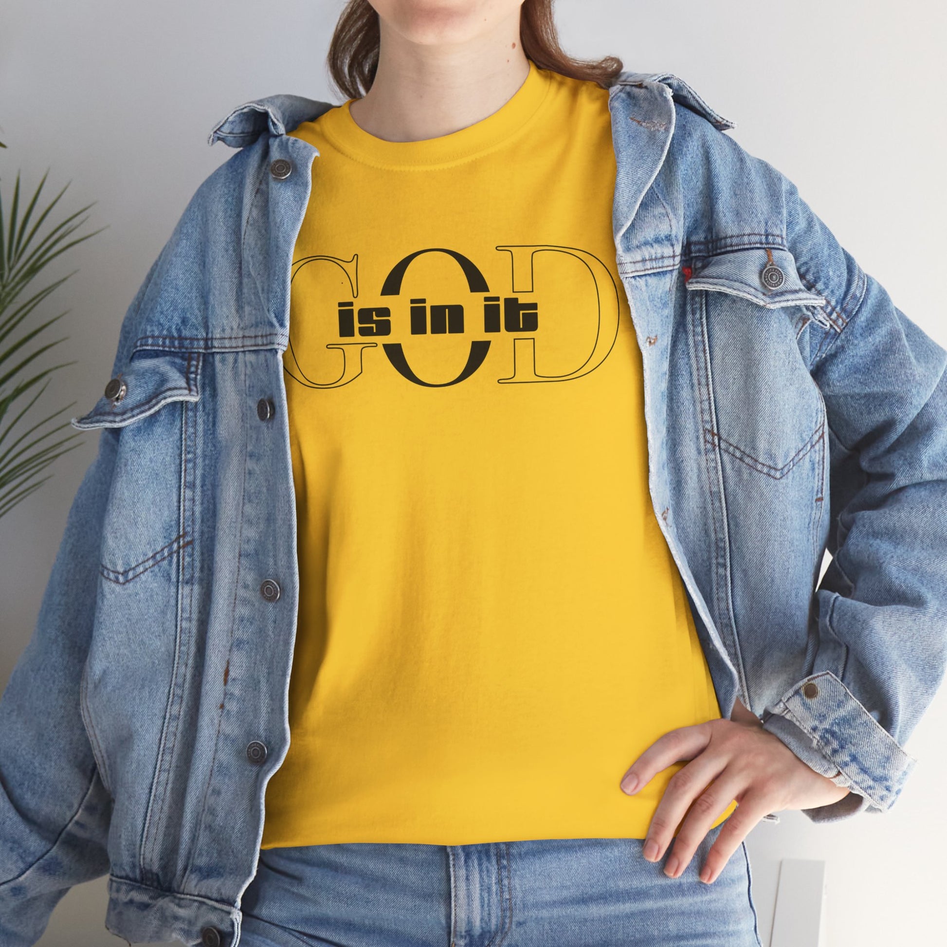 God is in it, Unisex Heavy Cotton Tee - Christian T-shirt, Faith-based-tee, Comfortable Casual Wear, Perfect for Church, Everyday Style, Gift for Friends, Summer Outfits, Relaxed Vibes