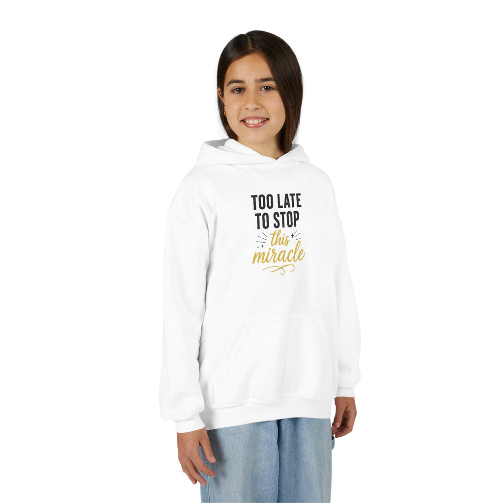 Miracle Hooded Sweatshirt for Youth, Inspirational Sweatshirt, Cozy Hoodie, Youth Pullover, Perfect Gift for Teens, Faith Apparel