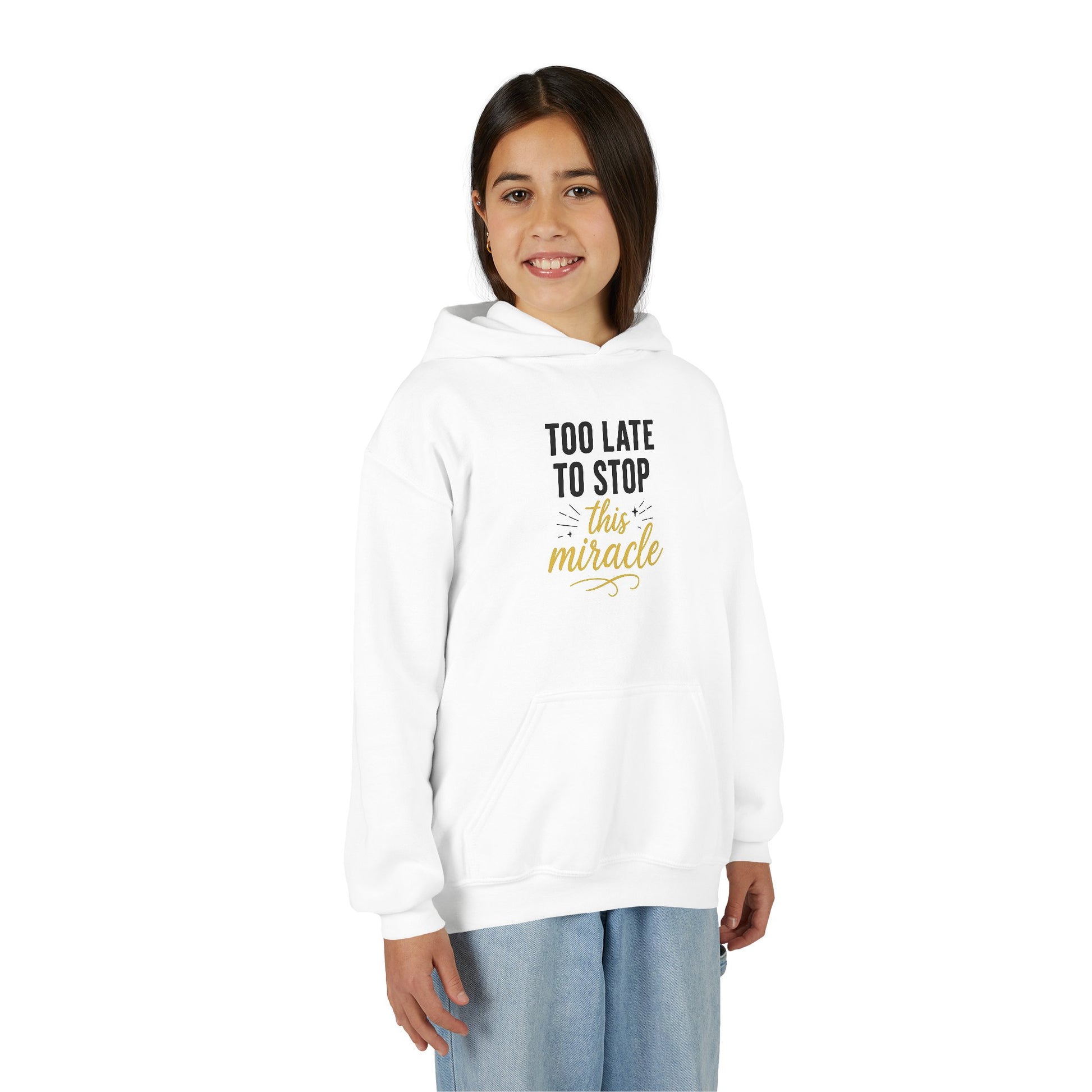 Miracle Hooded Sweatshirt for Youth, Inspirational Sweatshirt, Cozy Hoodie, Youth Pullover, Perfect Gift for Teens, Faith Apparel