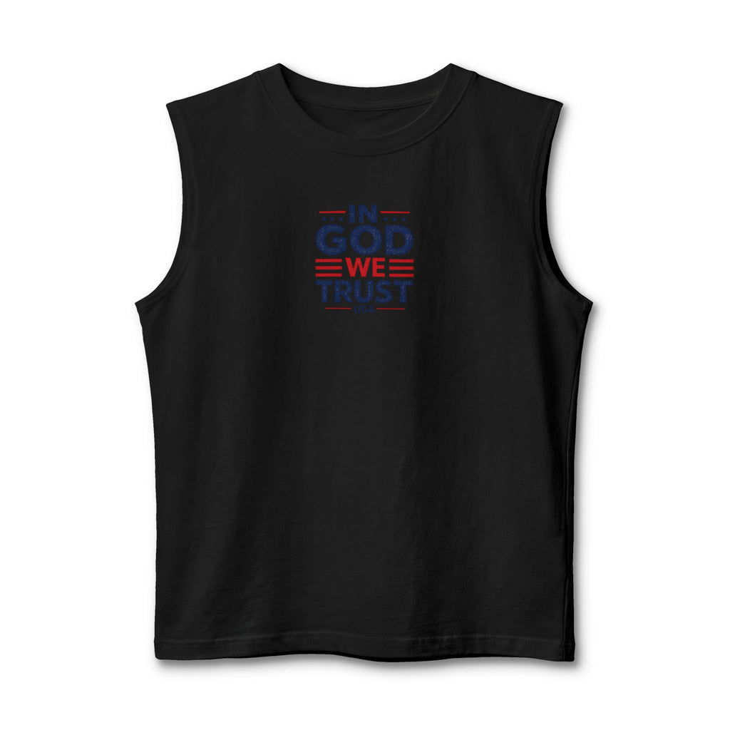 Patriotic 'In God We Trust' USA Tank Top — American Flag Muscle Tee