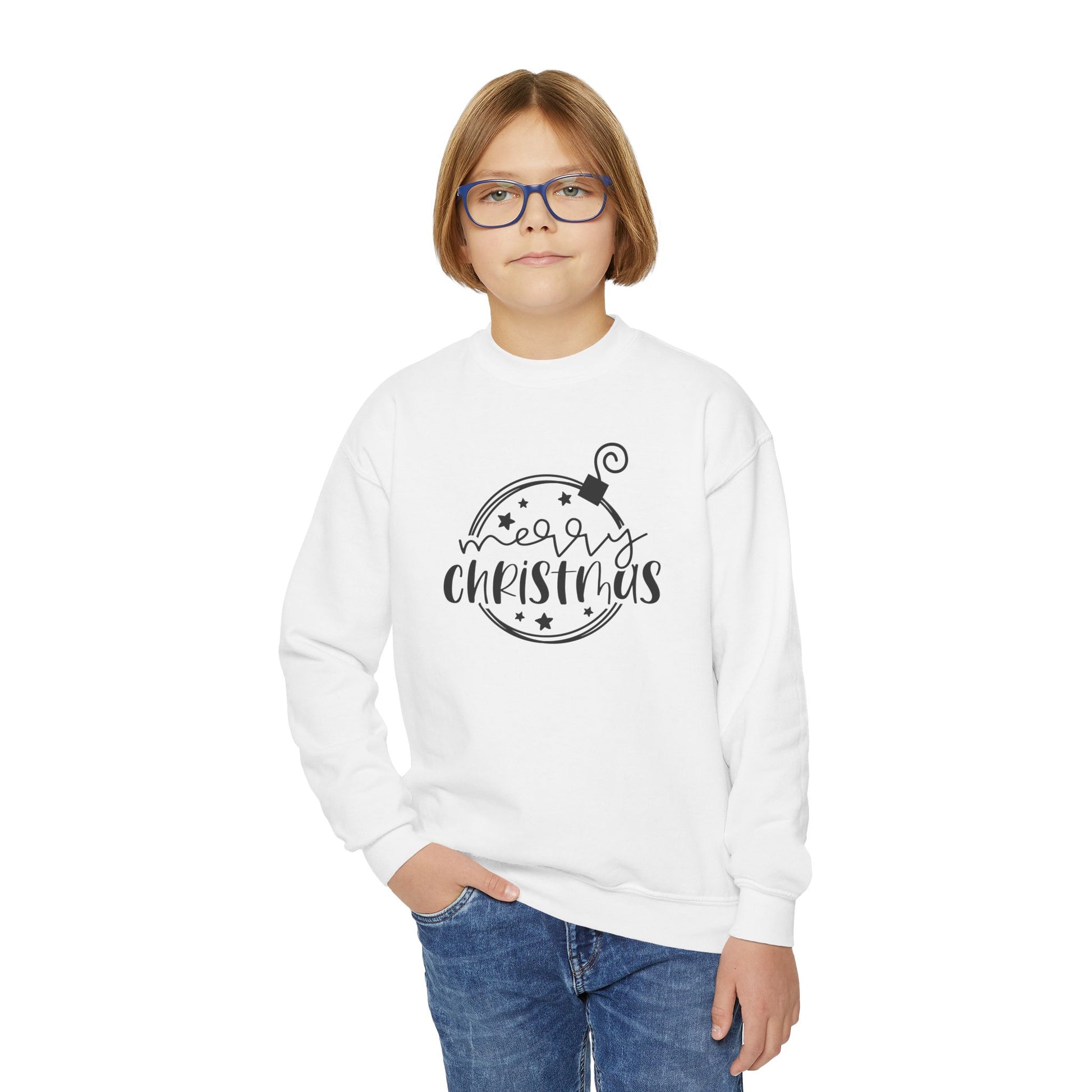 Youth Christmas Sweatshirt - Ornament Merry Christmas