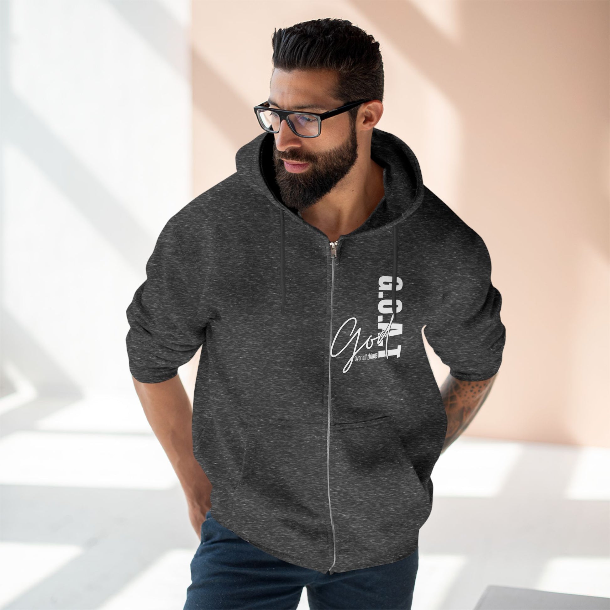 Zip Hoodie, Unisex Hoodie, Cozy Oversized Hoodie, Inspirational Apparel, Versatile Layering Piece, Gift for Motivators, Goat God T-shirt