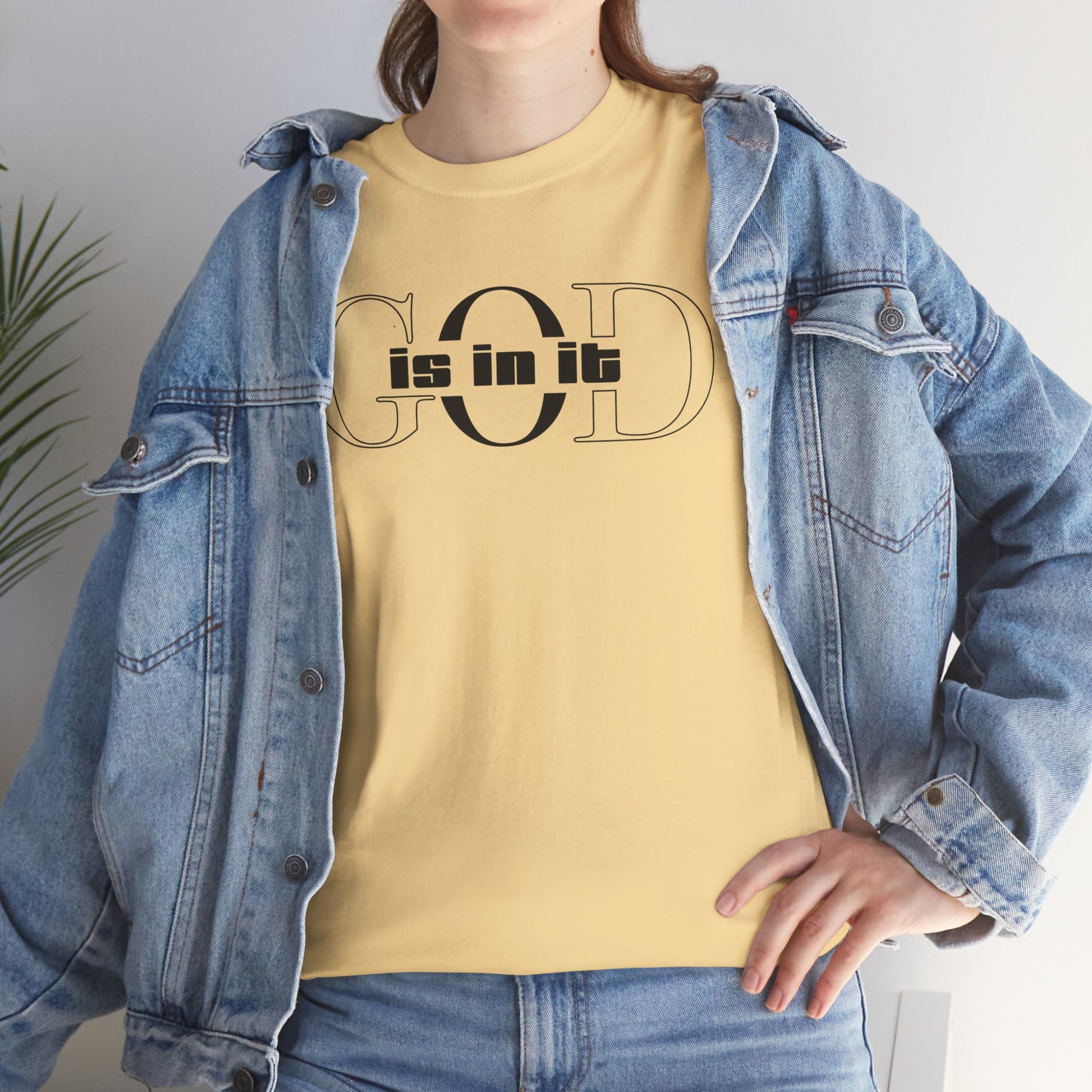 God is in it, Unisex Heavy Cotton Tee - Christian T-shirt, Faith-based-tee, Comfortable Casual Wear, Perfect for Church, Everyday Style, Gift for Friends, Summer Outfits, Relaxed Vibes