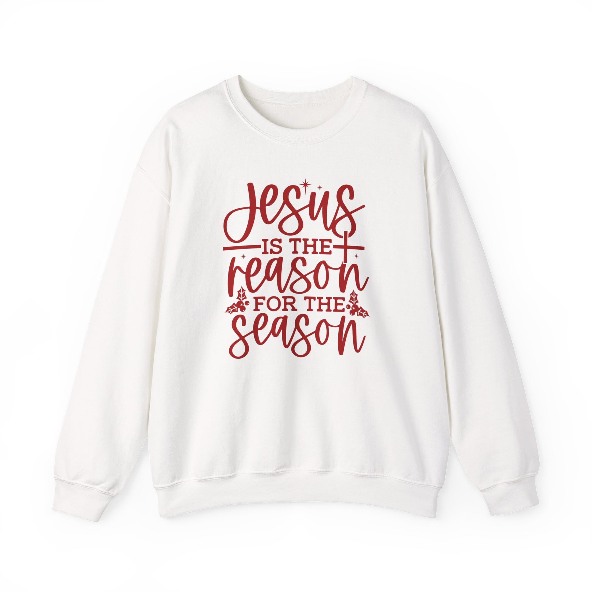 Jesus is the Reason for the Season, Christmas Crewneck Sweatshirt Fabric Knit Long Sleeve Winter Casual Soft Medium Length Hoodie for Men and Women