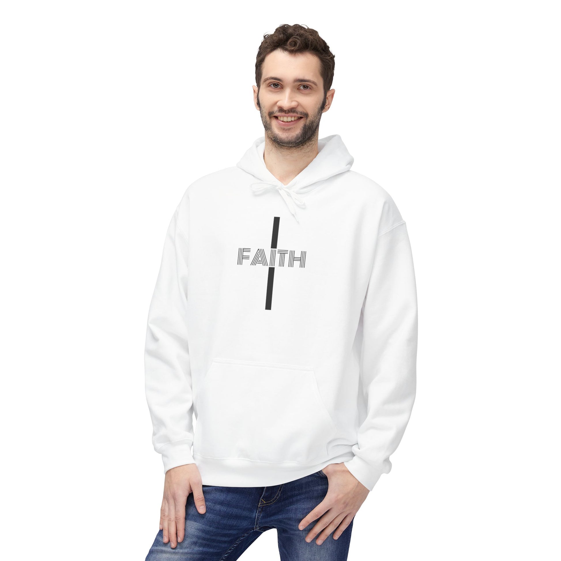 Faith Unisex Midweight Fleece Hoodie, Cozy Casual Wear, Inspirational Gift, Faith-Driven Style, Perfect for Everyday & Holidays