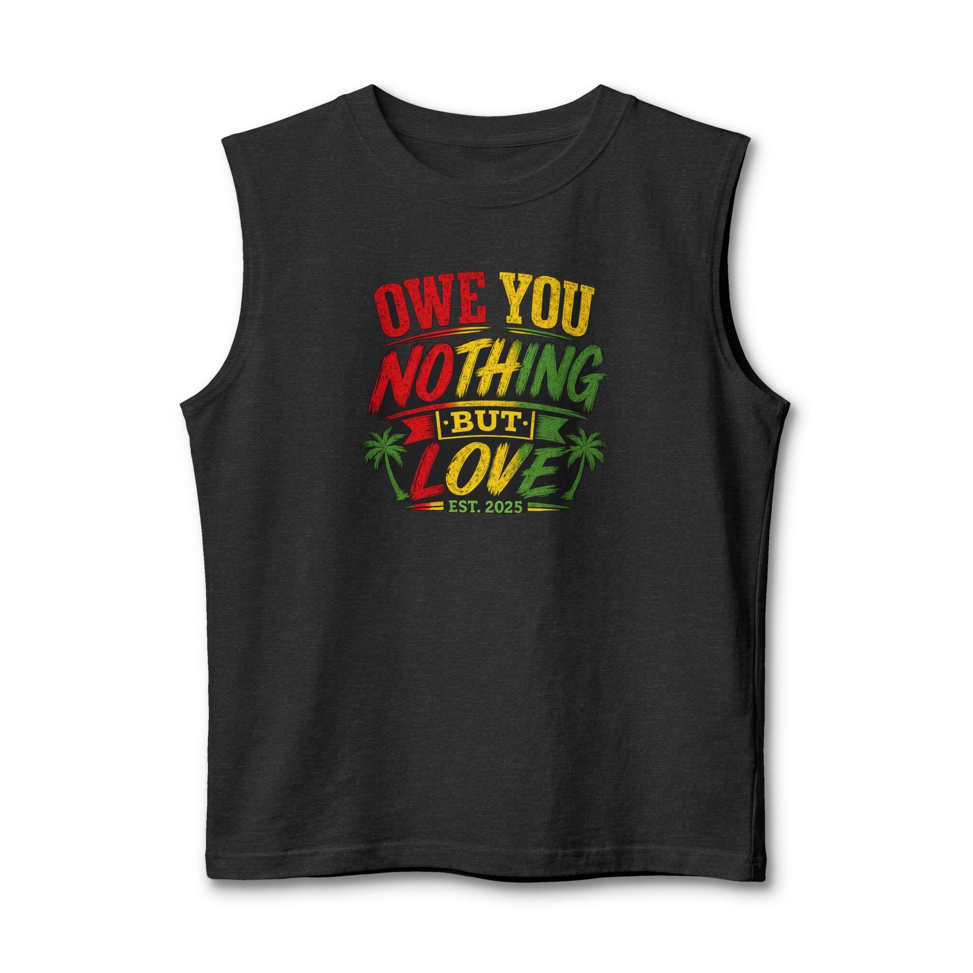 Nothing But Love Muscle Tank — Rasta Palm Graphic Sleeveless Tee