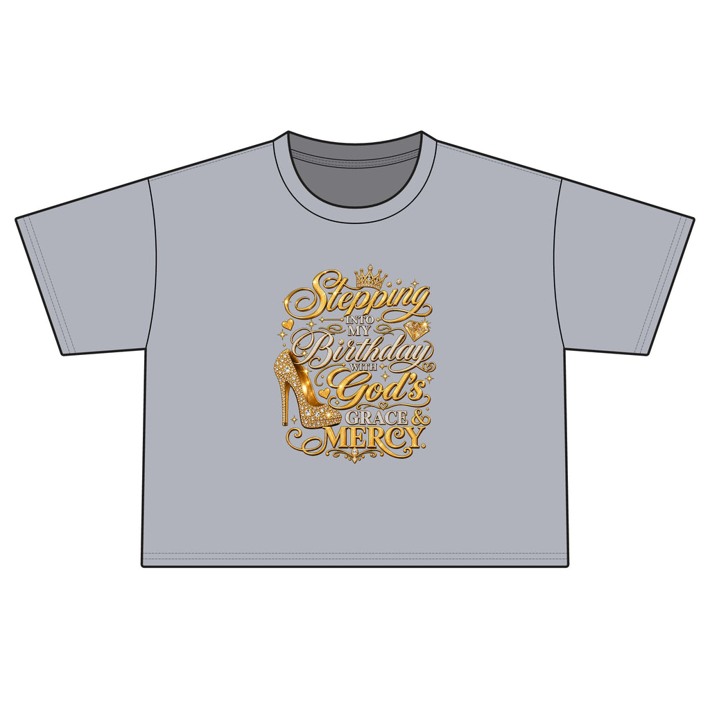Birthday Gospel Tee — "Stepping into My Birthday with God's Mercy" Women's Boxy Tee