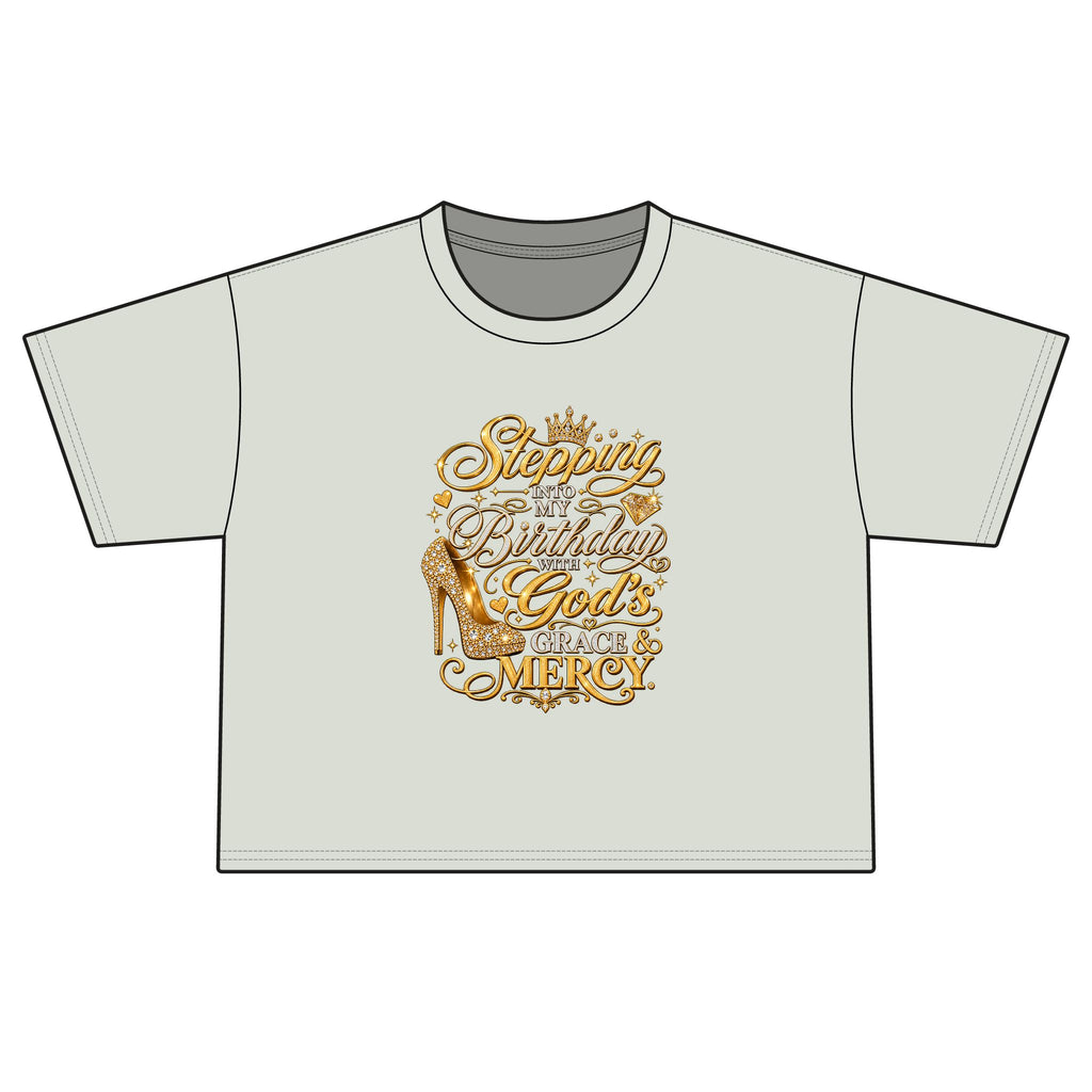 Birthday Gospel Tee — "Stepping into My Birthday with God's Mercy" Women's Boxy Tee