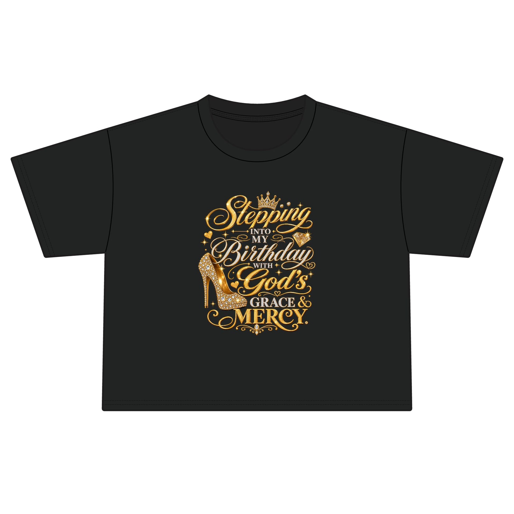 Birthday Gospel Tee — "Stepping into My Birthday with God's Mercy" Women's Boxy Tee