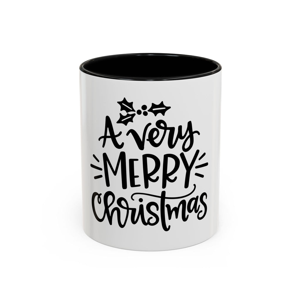 Very Merry Christmas Coffee Mug, Color Accent Mug (11oz and 15 oz)