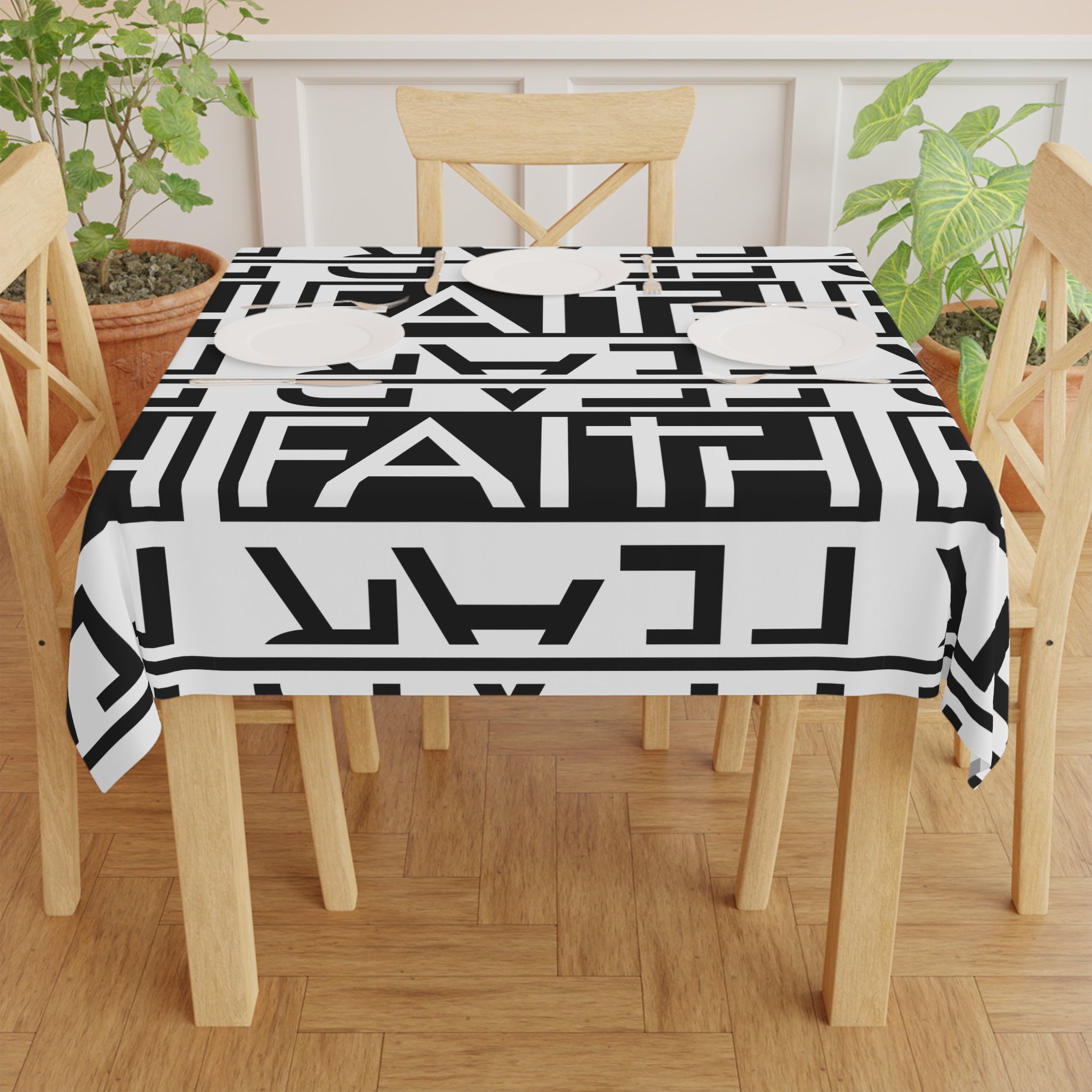 Faith over fear, Vibrant Cooking Tablecloth, Stylish Dining Decor, One size (55.1" × 55.1") Birthday Party Table Cover, Modern Kitchen Accent,  100% polyester, One-sided print Soft and light