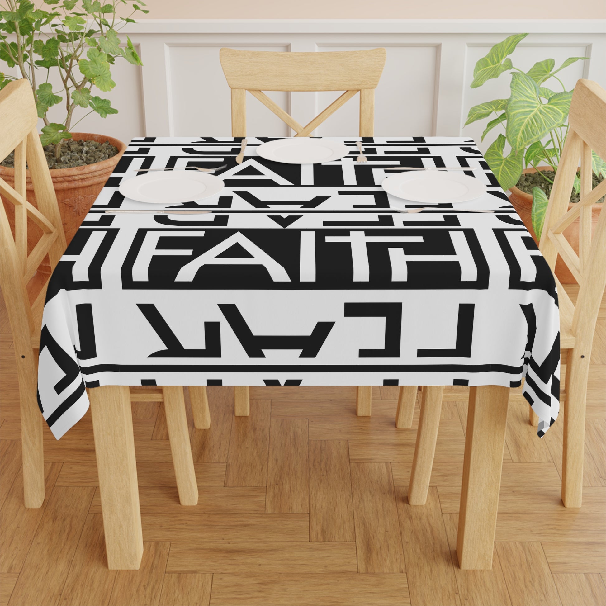 Faith over fear, Vibrant Cooking Tablecloth, Stylish Dining Decor, One size (55.1" × 55.1") Birthday Party Table Cover, Modern Kitchen Accent,  100% polyester, One-sided print Soft and light