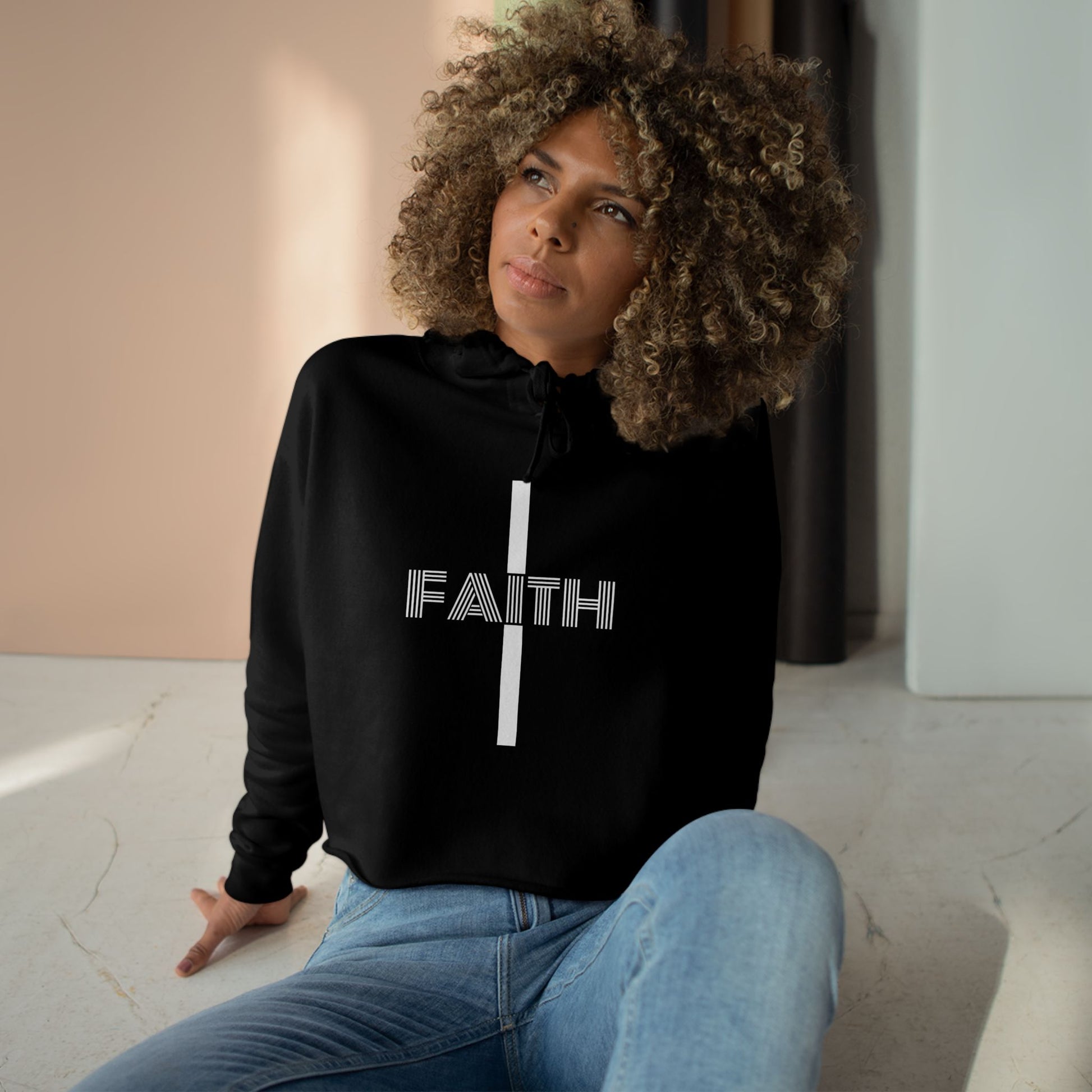 Faith-Inspired Crop Hoodie - Trendy Sportswear, Motivational Apparel, Gift for Her, Inspirational Outfit, Spiritual Vibes