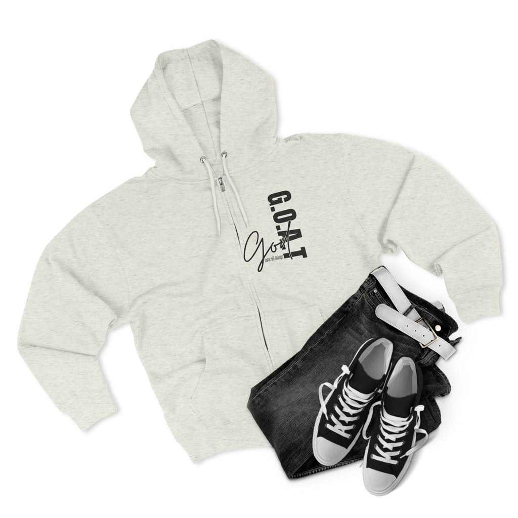 Zip Hoodie, Unisex Hoodie, Cozy Oversized Hoodie, Inspirational Apparel, Versatile Layering Piece, Gift for Motivators, Goat God T-shirt