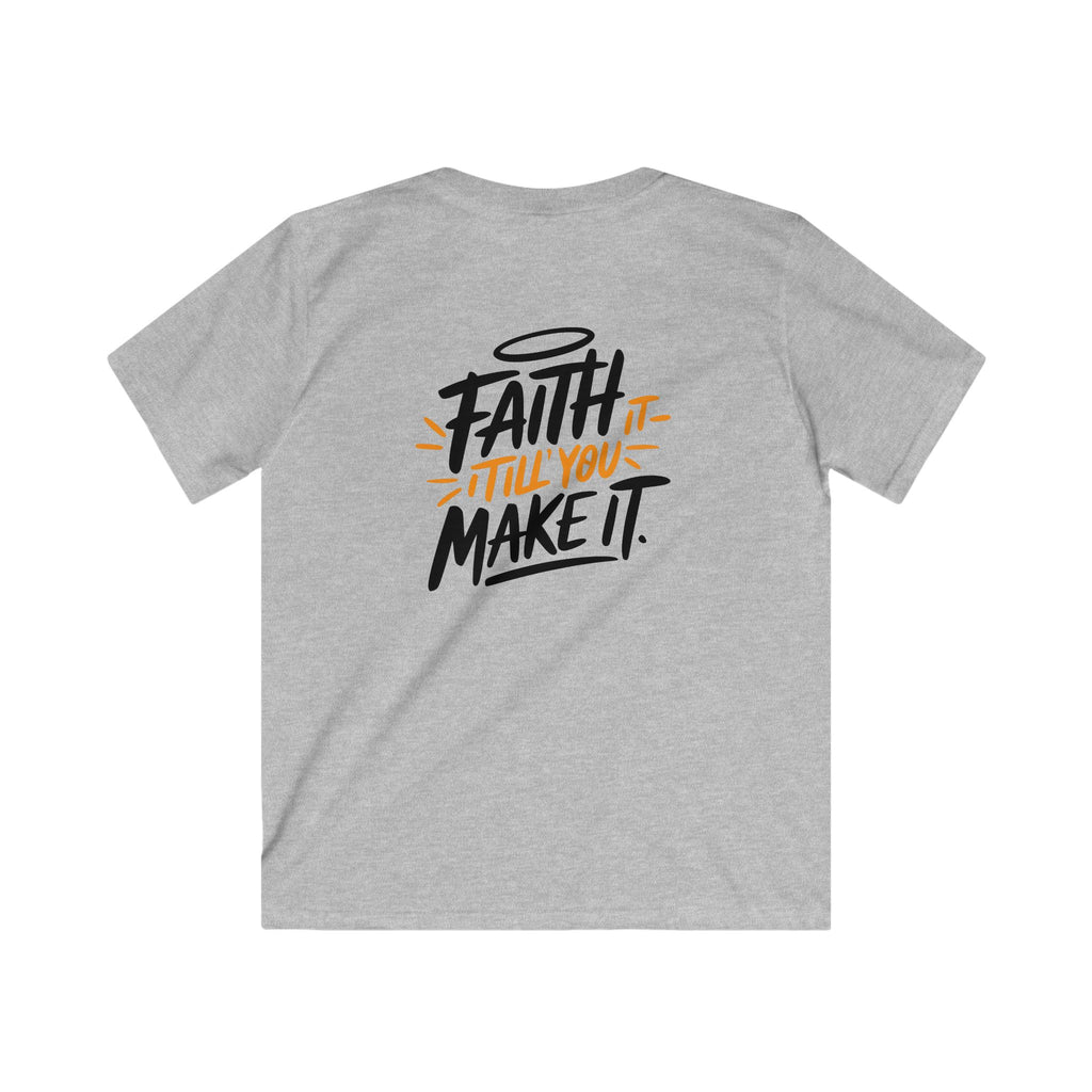 Faith Kids Softstyle Tee, Inspirational T-Shirt, Youth Motivational Shirt, Encouragement Gift for Kids, White Graphic Tee
