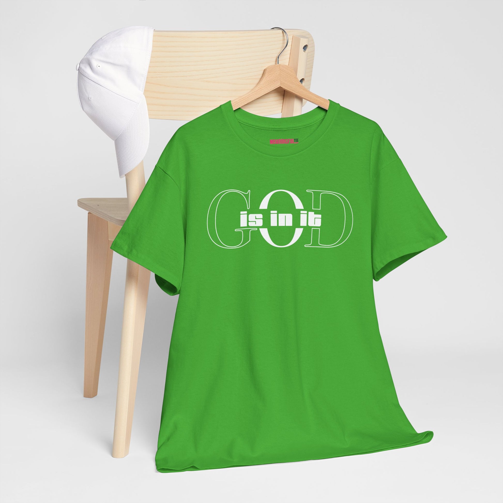 God is in it, Unisex Heavy Cotton Tee - Christian T-shirt, Faith-based-tee, Comfortable Casual Wear, Perfect for Church, Everyday Style, Gift for Friends, Summer Outfits, Relaxed Vibes