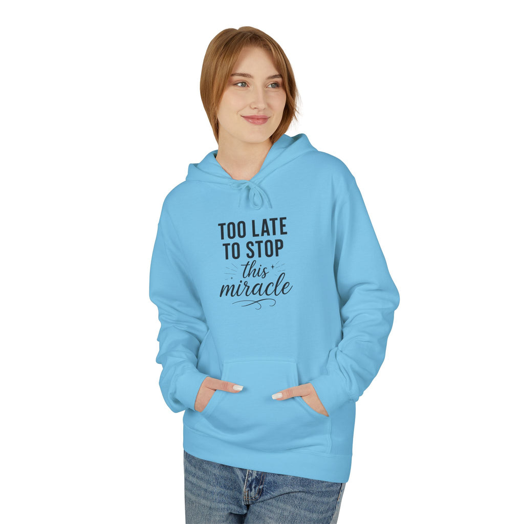 Miracle Midweight Fleece Hoodie, Cozy Casual Wear, Inspirational Gift, Faith-Driven Style, Perfect for Everyday & Holidays