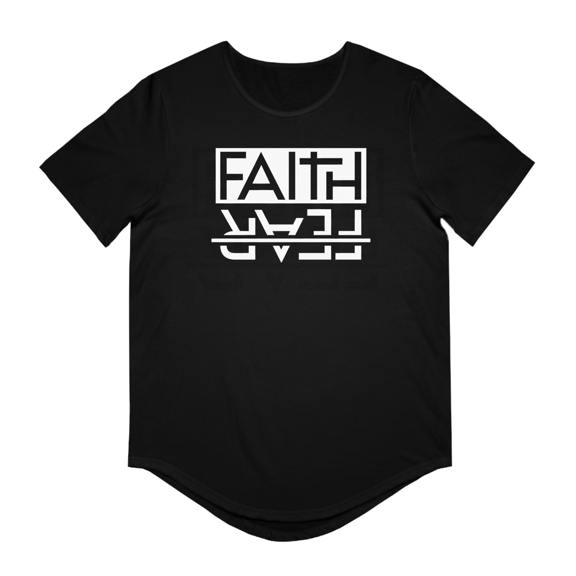 Men's Curved Hem Tee - Stylish Graphic Tee, Faith Over Fear T-shirt, Faith-based tee,  Casual Wear, Trendy Fashion, Streetwear Essential, Gift for Him