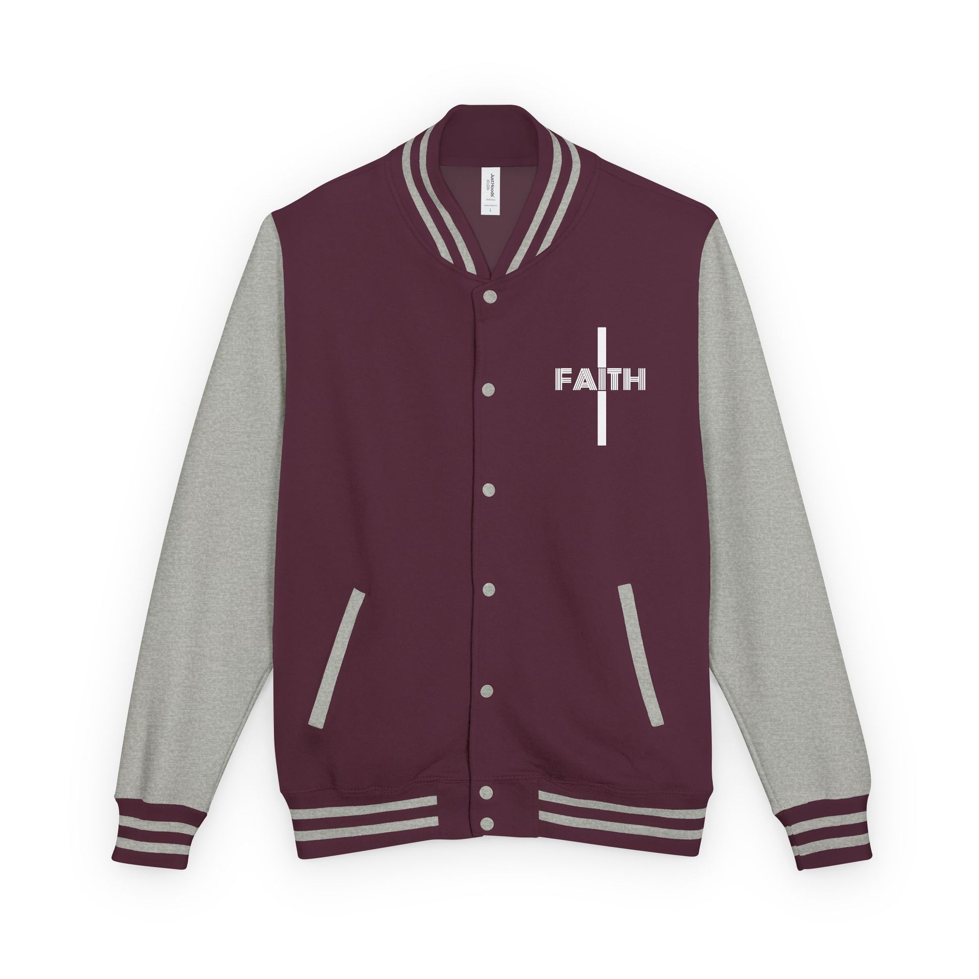 Unisex Heavyweight Letterman Jacket, Faith-based Jacket, Vintage Style Sports Jacket, College Spirit Wear, Casual Outwear, Gifts for Sports Lovers, Fall Fashion