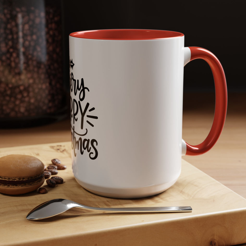 Very Merry Christmas Coffee Mug, Color Accent Mug (11oz and 15 oz)