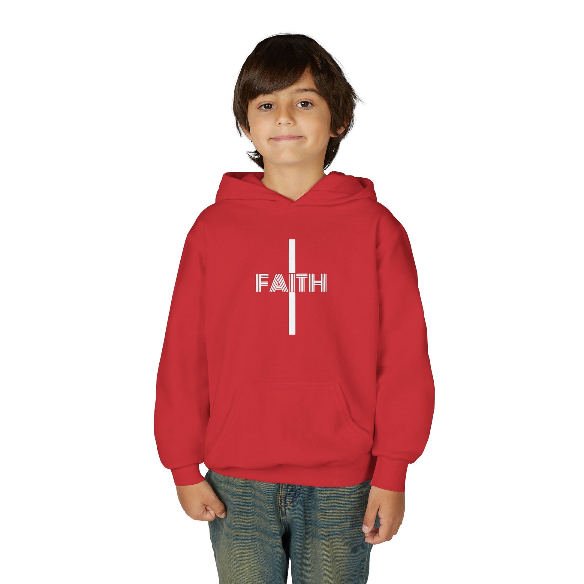 Faith Hooded Sweatshirt for Youth, Inspirational Sweatshirt, Cozy Hoodie, Youth Pullover, Perfect Gift for Teens, Faith Apparel