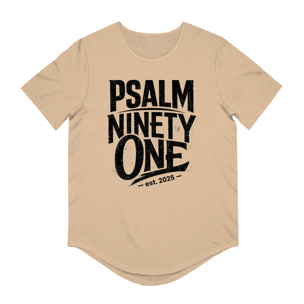 Psalm 91 Men's Curved Hem Tee — Stylish Graphic Streetwear Gift
