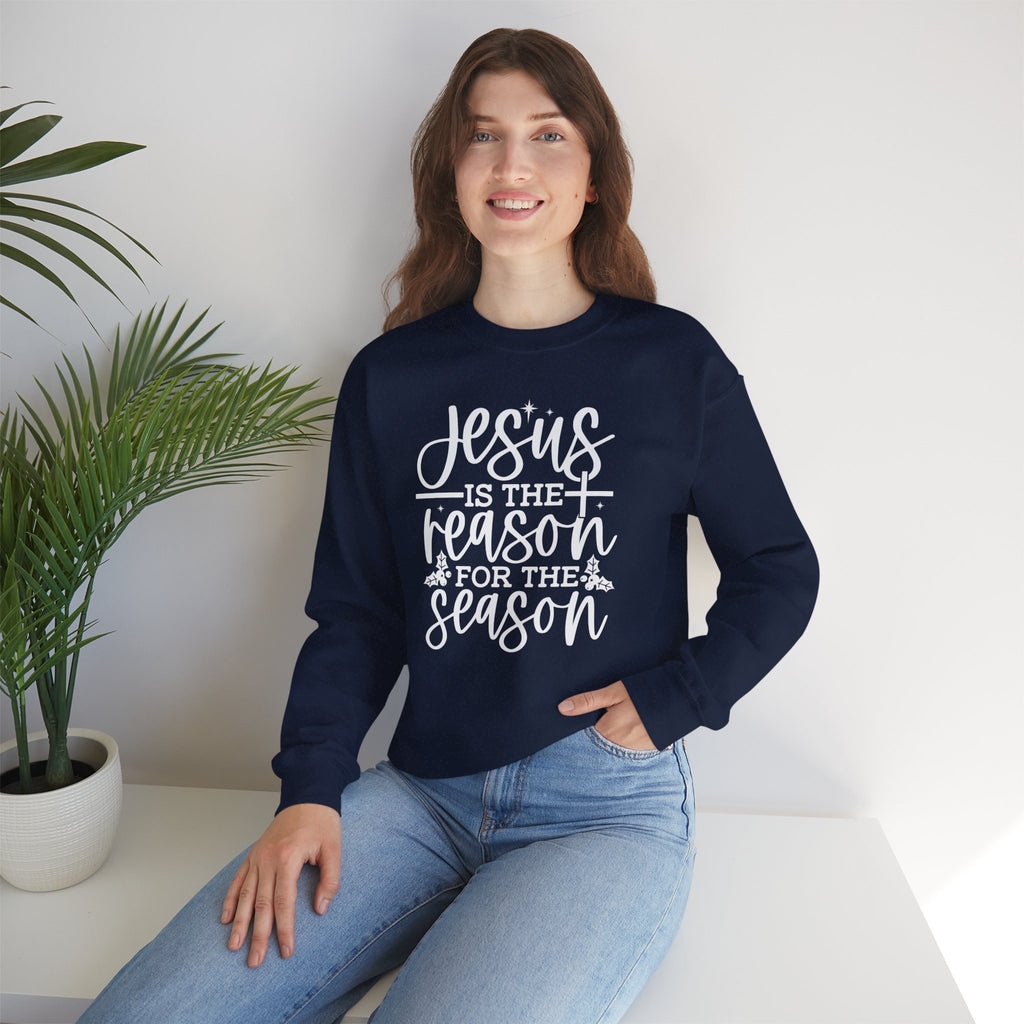 Jesus is the Reason for the Season, Christmas Crewneck Sweatshirt Fabric Knit Long Sleeve Winter Casual Soft Medium Length Hoodie for Men and Women