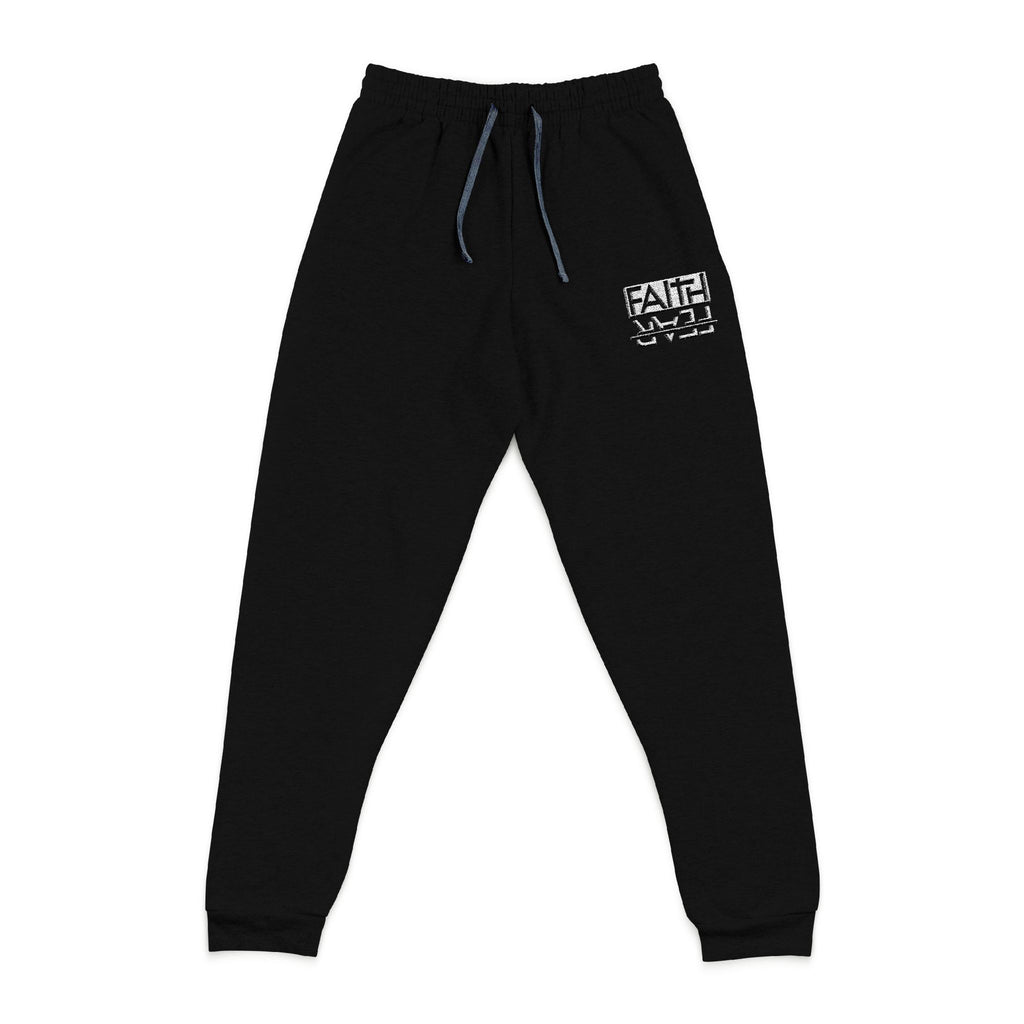 Embroidered Faith Over Fear Joggers, Casual Track Pants, Mid-weight Fleece Sweatpants