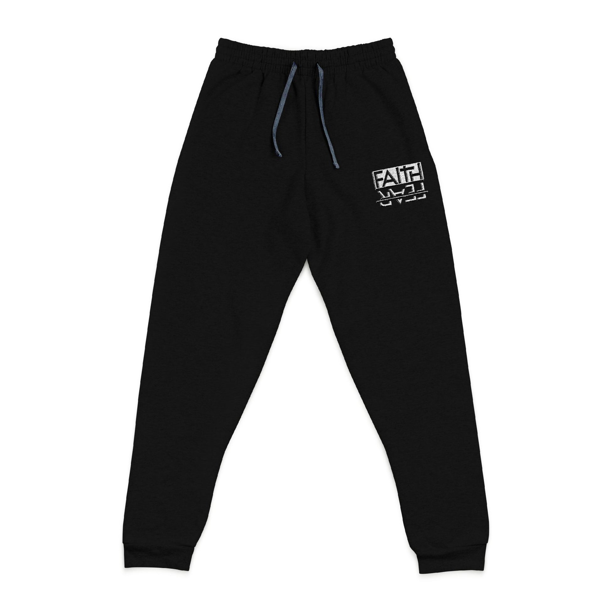 Embroidered Faith Over Fear Joggers, Casual Track Pants, Mid-weight Fleece Sweatpants