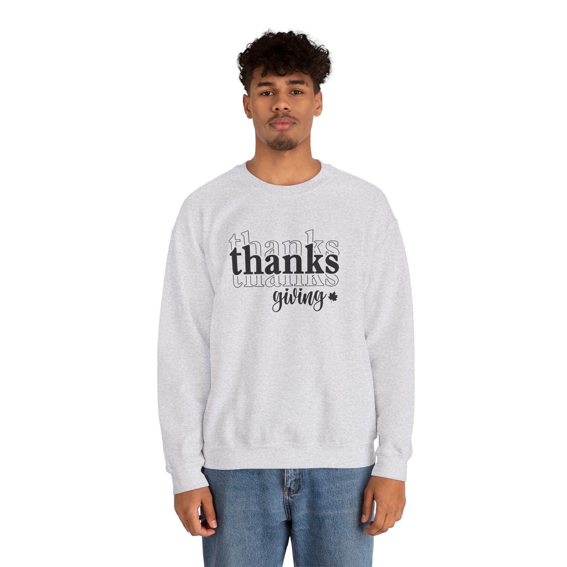 Thanksgiving Crewneck Sweatshirt, 'thanks giving' Script Holiday Pullover