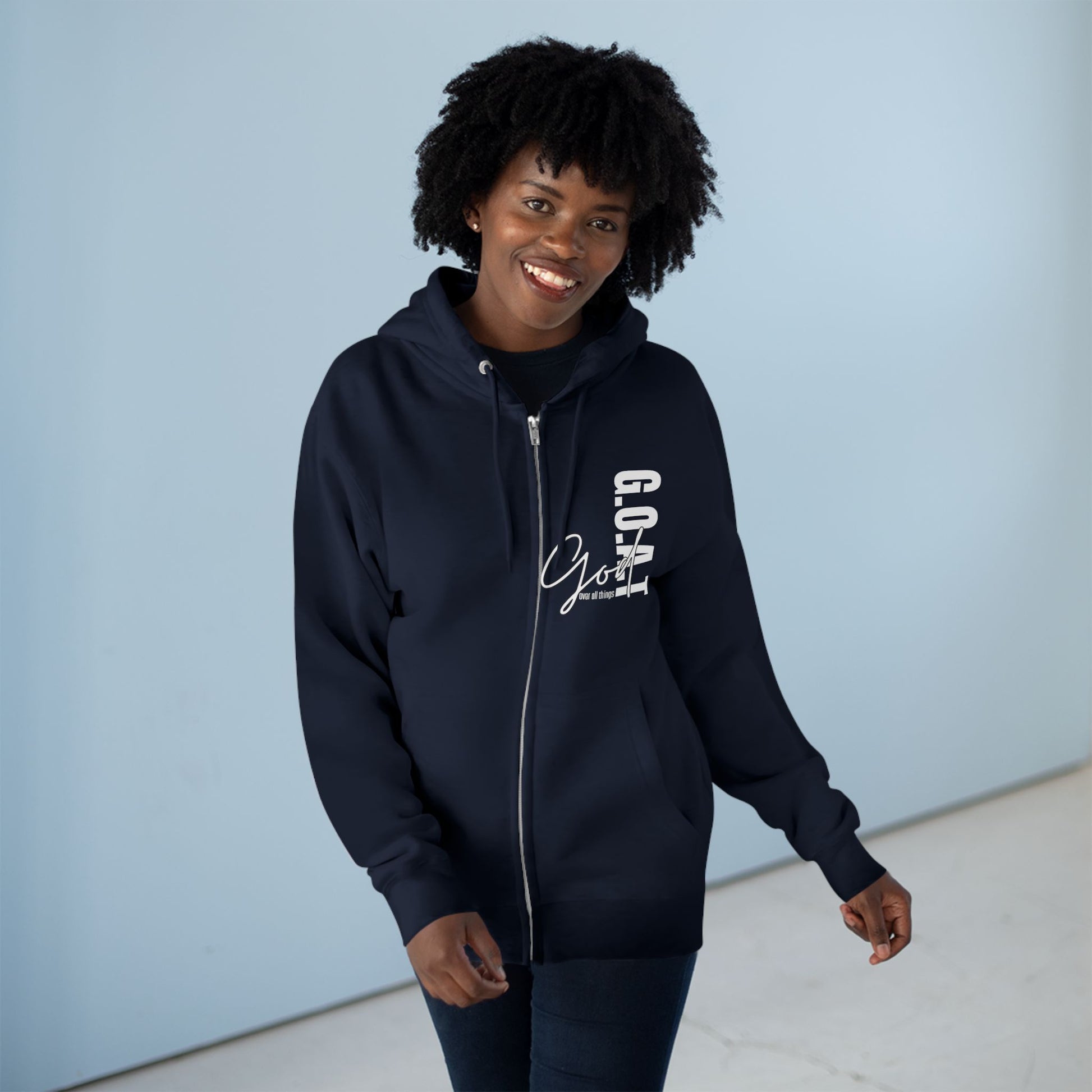 Zip Hoodie, Unisex Hoodie, Cozy Oversized Hoodie, Inspirational Apparel, Versatile Layering Piece, Gift for Motivators, Goat God T-shirt