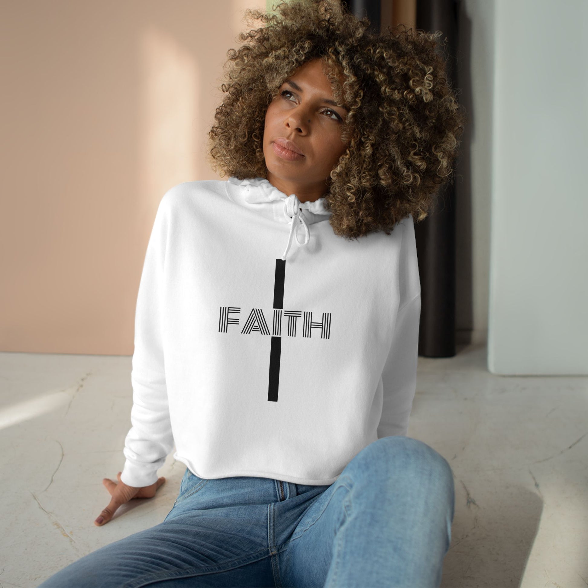 Faith-Inspired Crop Hoodie - Trendy Sportswear, Motivational Apparel, Gift for Her, Inspirational Outfit, Spiritual Vibes