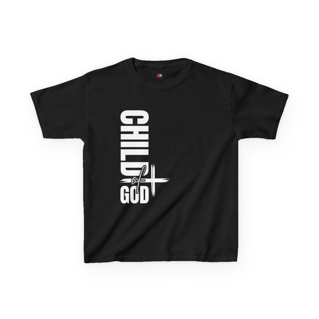 Kids Tee — "Child of God" Vertical Cross Christian T‑Shirt