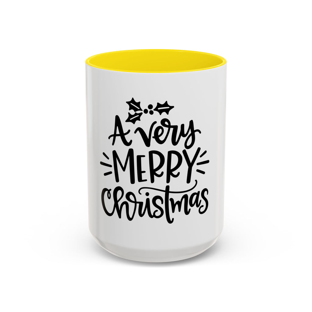 Very Merry Christmas Coffee Mug, Color Accent Mug (11oz and 15 oz)