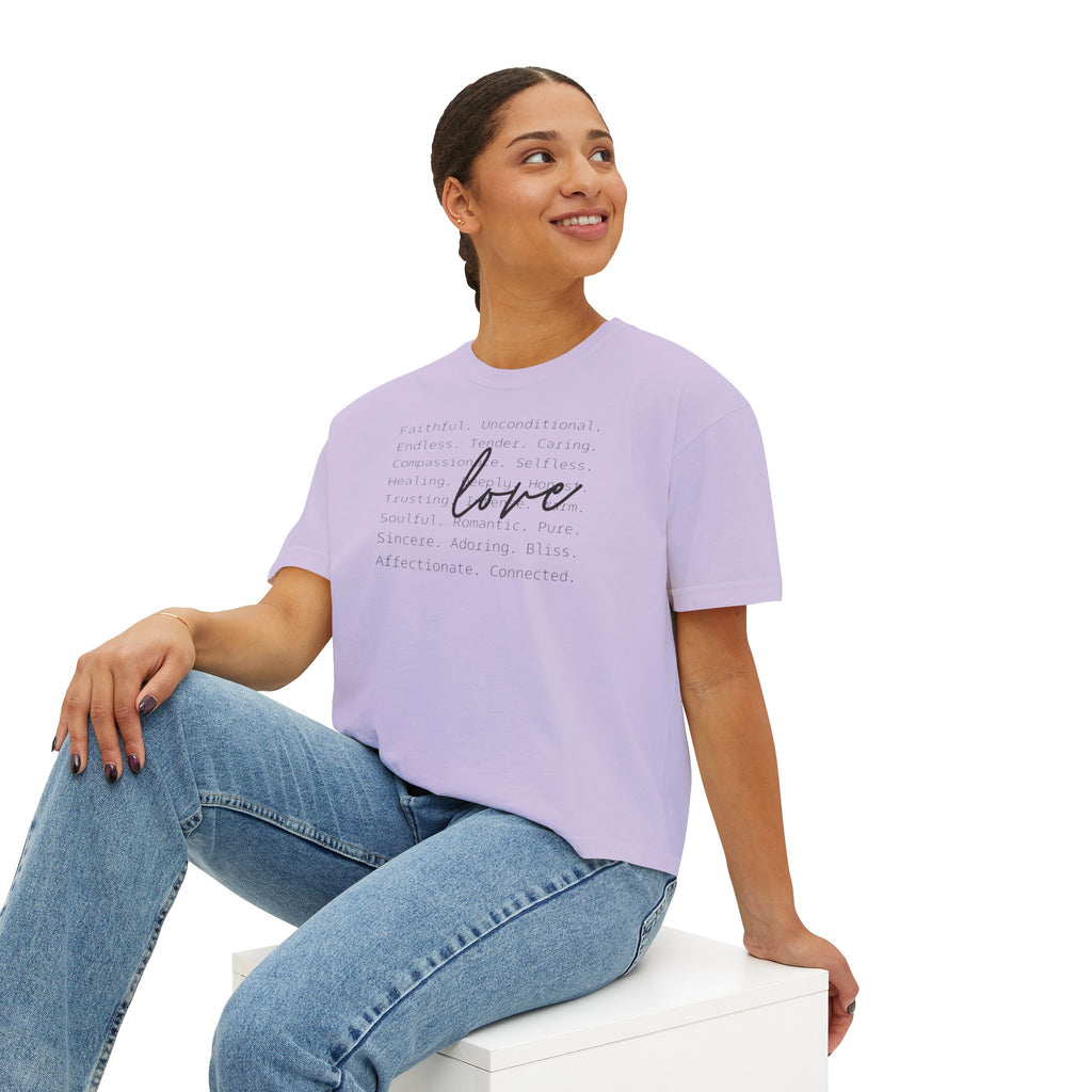 Women's Boxy Love Tee | Affirmation Top, Self-Care Gift, Cozy Casual Wear, Birthday Gift, Positive Vibes