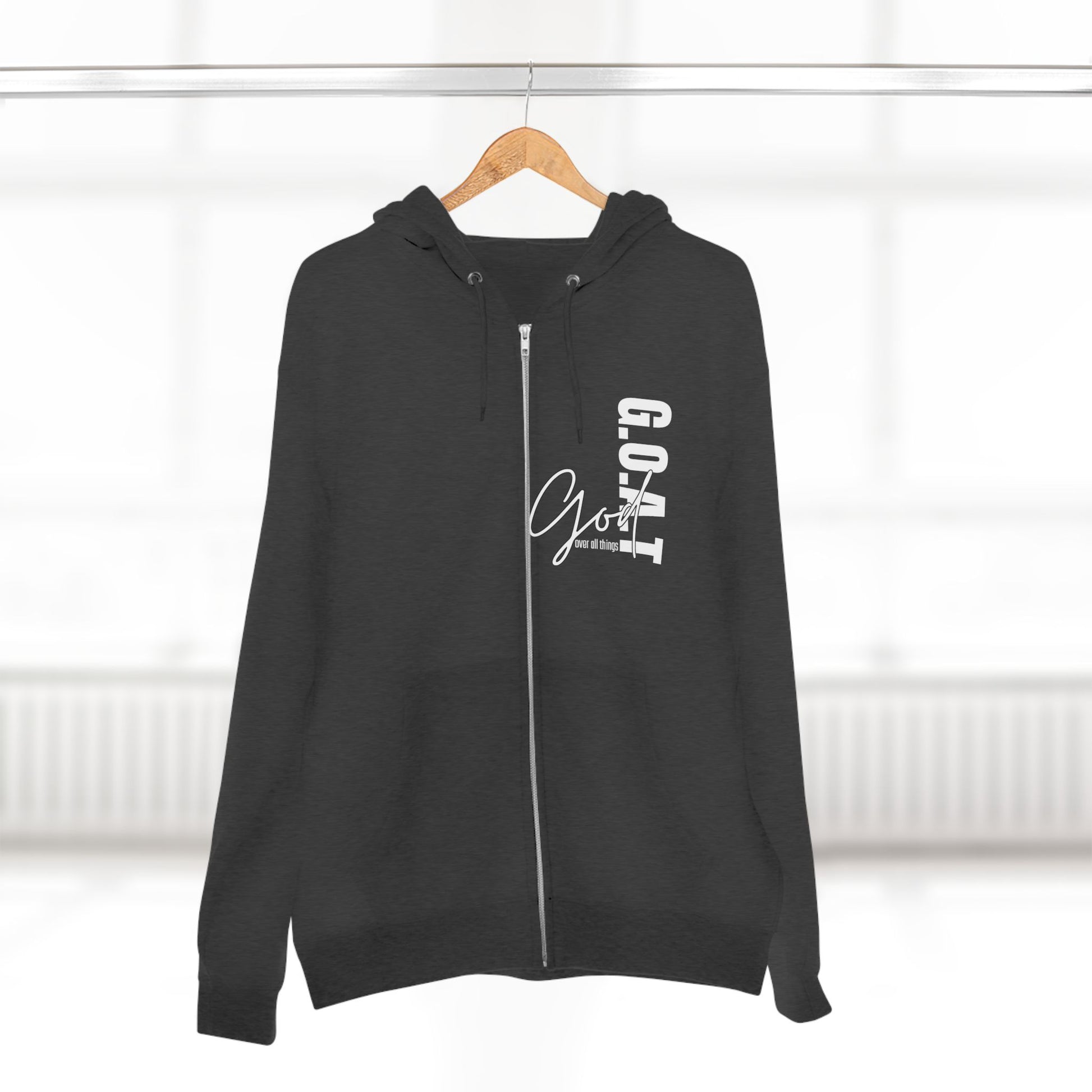 Zip Hoodie, Unisex Hoodie, Cozy Oversized Hoodie, Inspirational Apparel, Versatile Layering Piece, Gift for Motivators, Goat God T-shirt