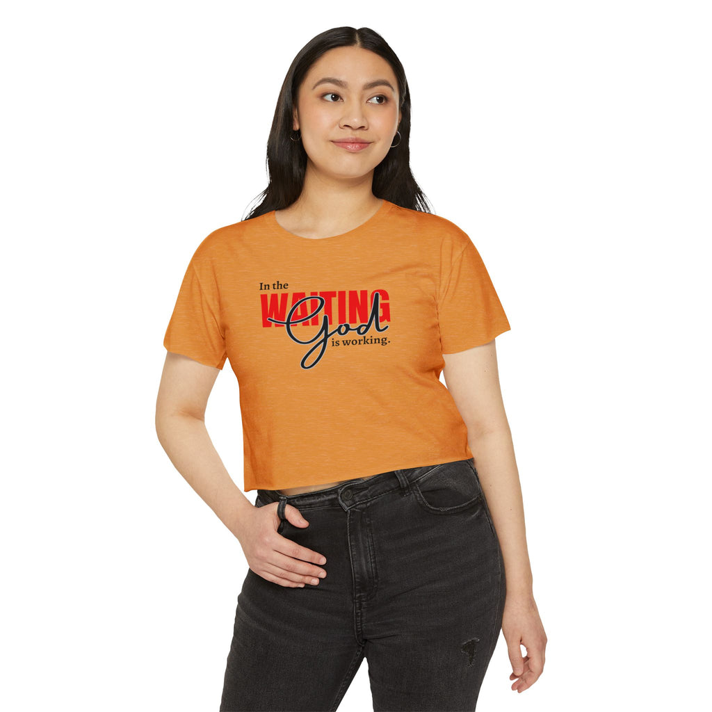 Women's Crop Top, Faith-Based Style | Waiting while God is working | Perfect Gift for Believers | Casual Christian Wear, Festival Fashion, Summer Outfit, Casual Wear, Gift for Her