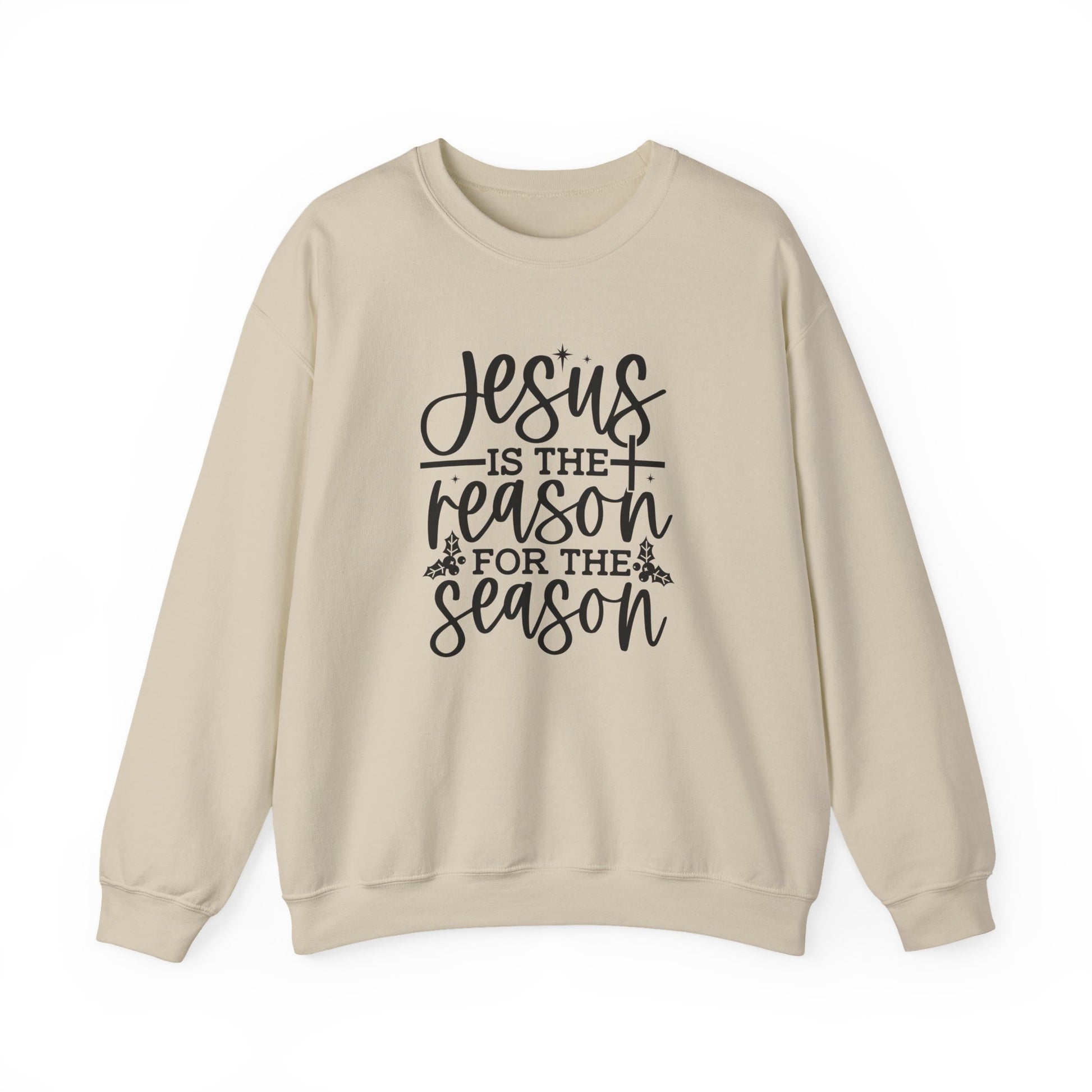 Jesus is the Reason for the Season, Christmas Crewneck Sweatshirt Fabric Knit Long Sleeve Winter Casual Soft Medium Length Hoodie for Men and Women
