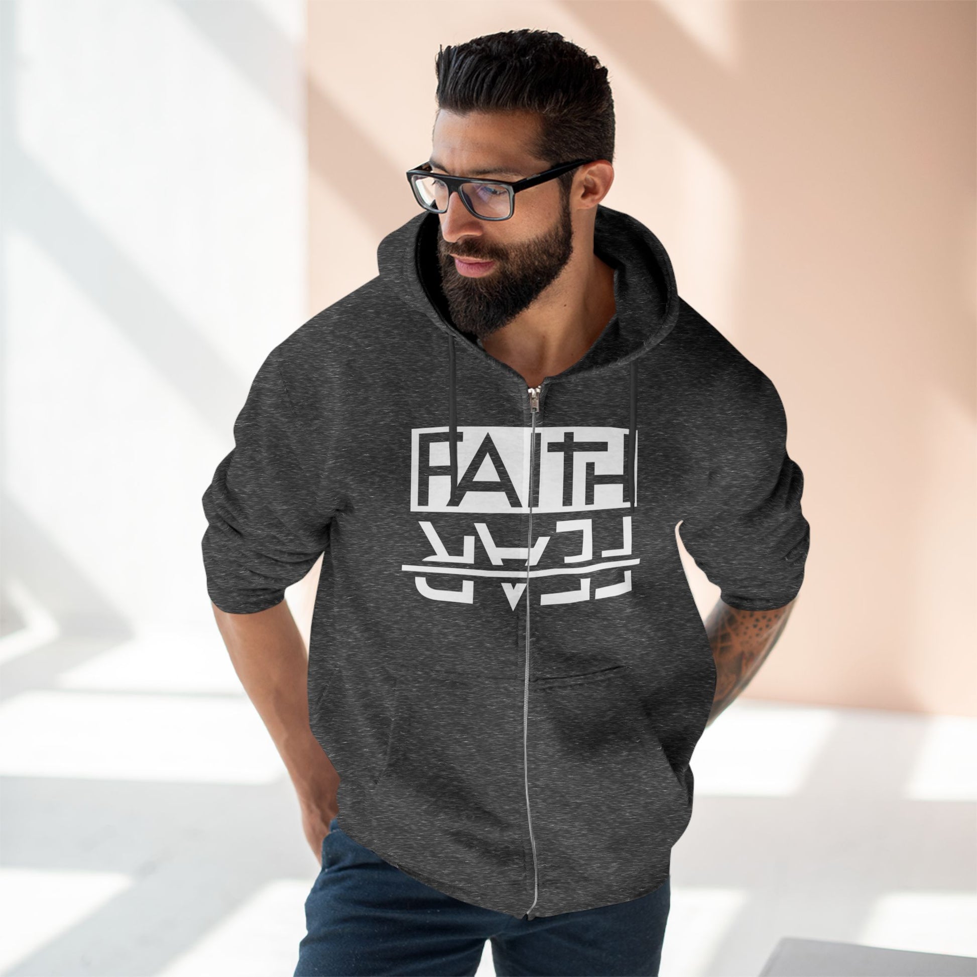 Faith Over Fear, Zip Hoodie, Unisex Hoodie, Cozy Oversized Hoodie, Inspirational Apparel, Versatile Layering Piece, Gift for Motivators, Goat God T-shirt