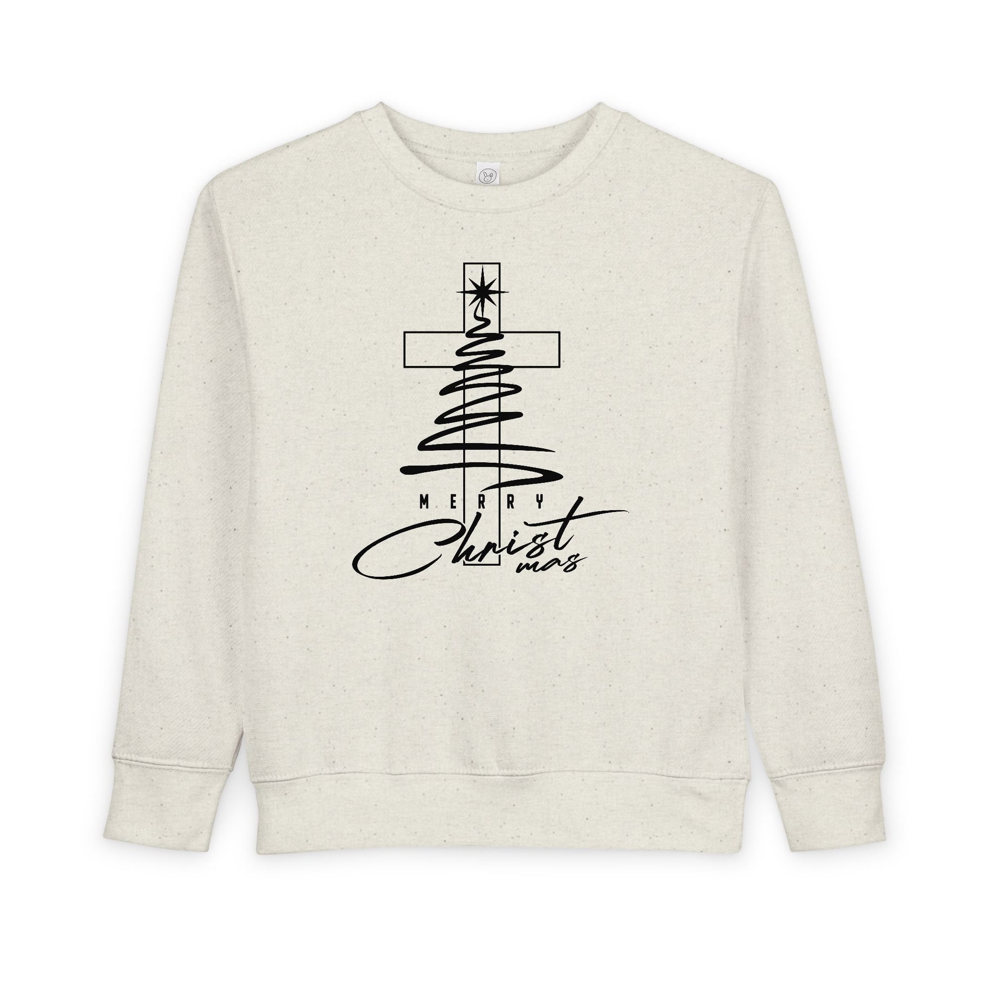 Toddler Sweatshirt — Christmas Tree & Cross "Merry Christmas"