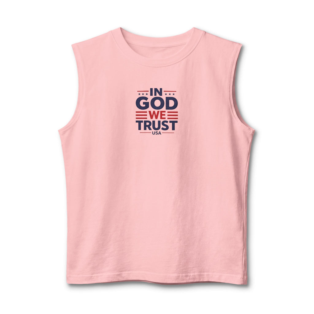 Patriotic 'In God We Trust' USA Tank Top — American Flag Muscle Tee