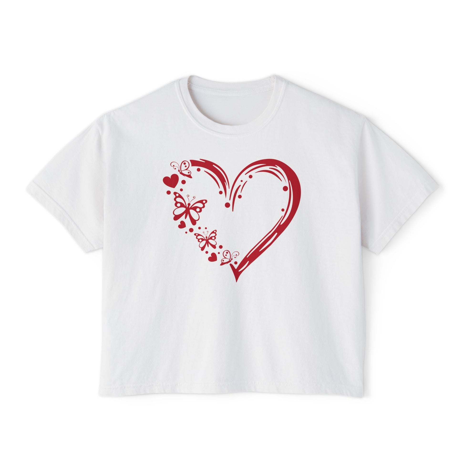 Valentine Red Butterfly Heart Women's Boxy Tee