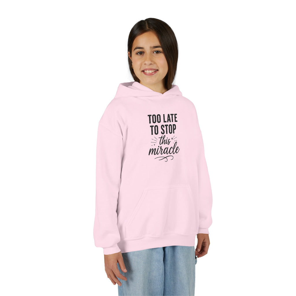 Miracle Hooded Sweatshirt for Youth, Inspirational Sweatshirt, Cozy Hoodie, Youth Pullover, Perfect Gift for Teens, Faith Apparel