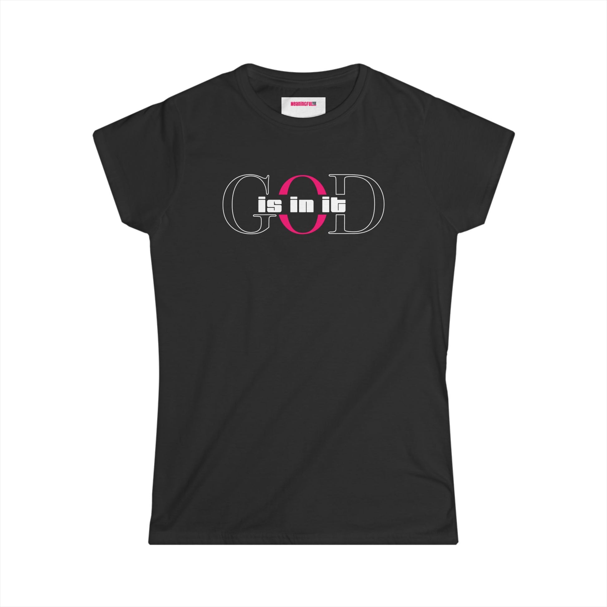 Women's Minimalist Softstyle Tee, Casual Top, Everyday Wear, Gift for Her, Comfortable Fashion | Faith-based , "God is in it" women T-shirt