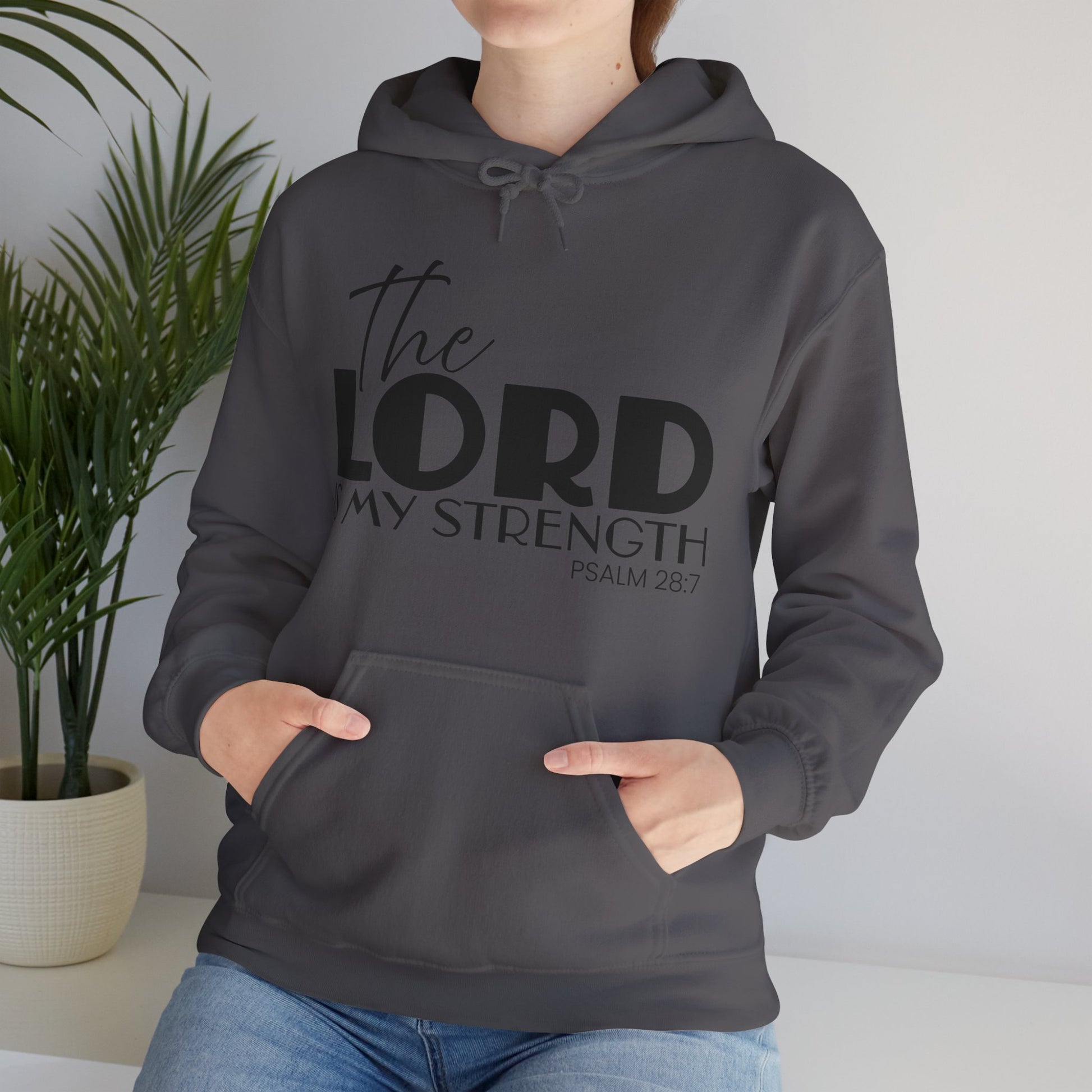 Psalm 28:7 'The Lord Is My Strength' Hoodie — Faith-Based Christian Sweatshirt