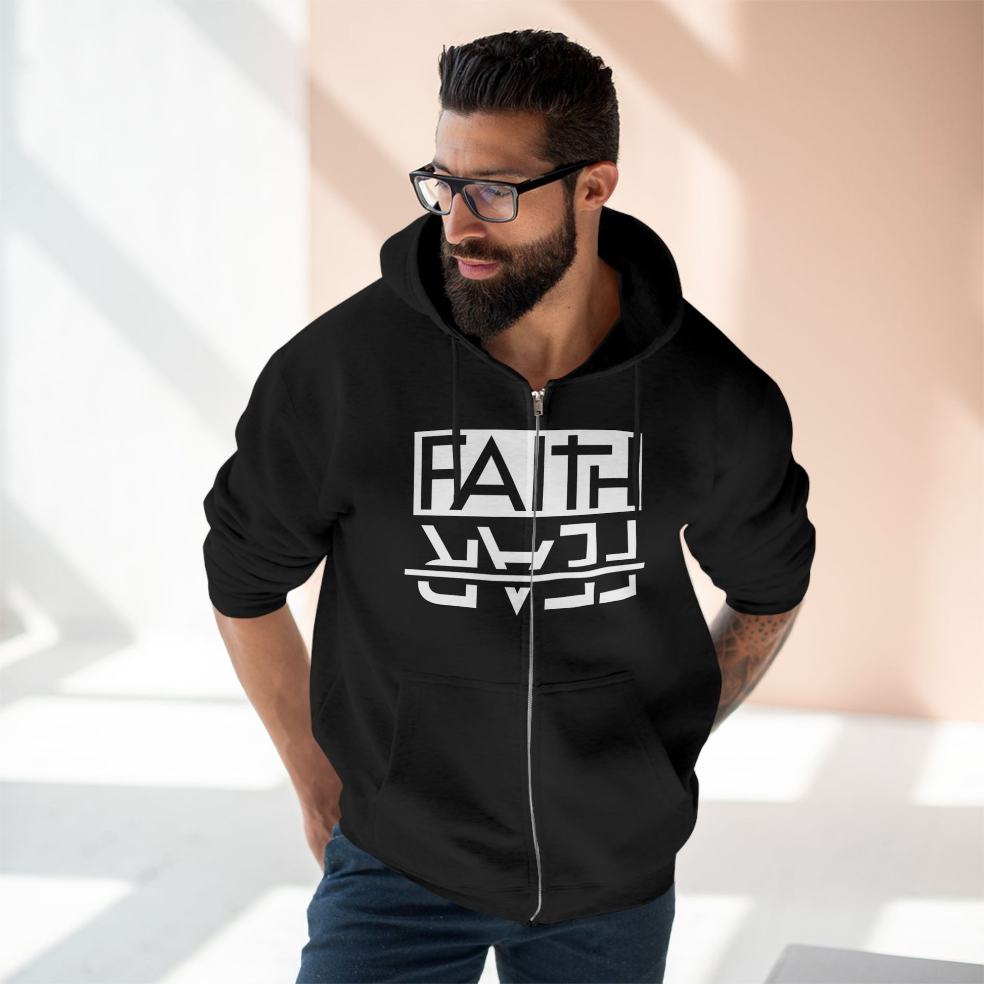Faith Over Fear, Zip Hoodie, Unisex Hoodie, Cozy Oversized Hoodie, Inspirational Apparel, Versatile Layering Piece, Gift for Motivators, Goat God T-shirt